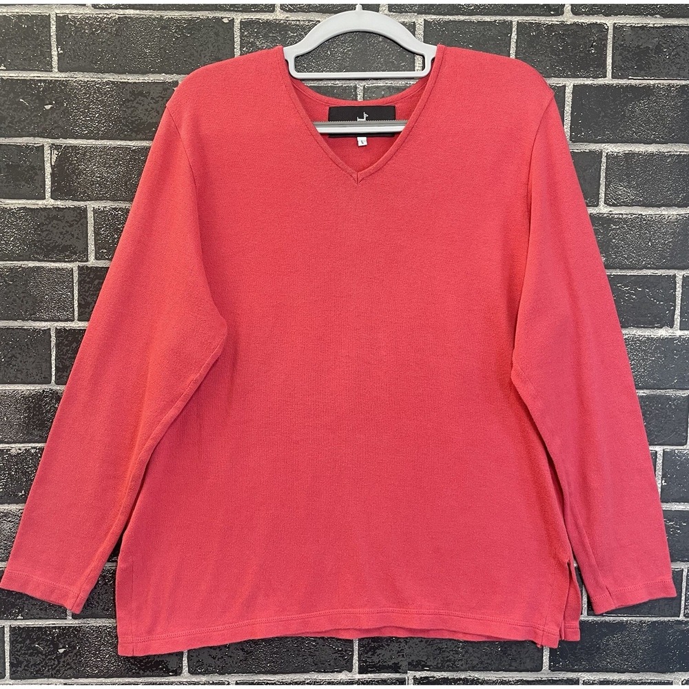 Peruvian Connection Pima Cotton Sweater Large V Neck Minimalist Basic